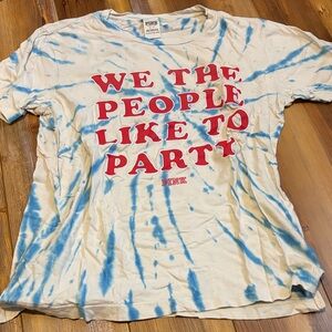 PINK Victoria's Secret Cream and Blue Tie-Dye Tee